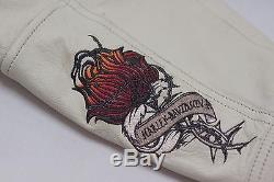 Harley Davidson Womens PACIFIC COAST Rose White Leather Jacket 97012-10VW S Rare