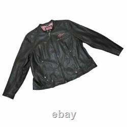 Harley-Davidson Womens Pink Label Jacket Black Zip Pockets Leather Plus 2W 22-24
