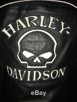 Harley Davidson Womens Reflective Willie G Skull Leather Jacket Small 3-in-1