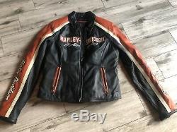 Harley Davidson Womens VINTAGE CRUISER Leather Jacket Medium Orange with Liner