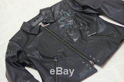 Harley Davidson Womens WICKED Swarovski Skull Black Leather Jacket 97123-09VW XL