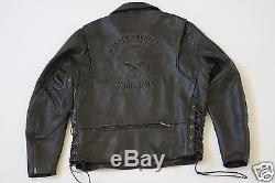 Harley Davison Men's Black Iron Bound Leather Biker Jacket 97050-11VM 2XL