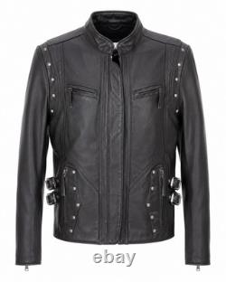 Harley Davison Women Black Leather Studded Moto Biker Jacket Motorcycle Coat M
