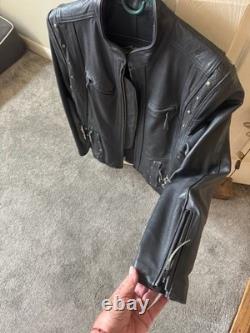 Harley Davison Women Black Leather Studded Moto Biker Jacket Motorcycle Coat M