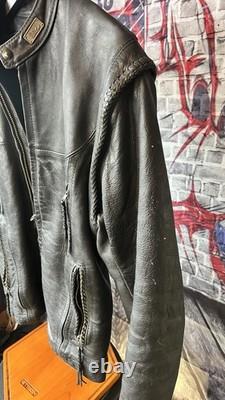 Harley WilleG Leather Jacket Made in USA Size M Zip-Off Sleeves RARE