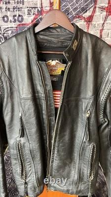 Harley WilleG Leather Jacket Made in USA Size M Zip-Off Sleeves RARE