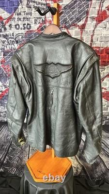 Harley WilleG Leather Jacket Made in USA Size M Zip-Off Sleeves RARE