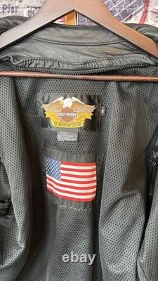 Harley WilleG Leather Jacket Made in USA Size M Zip-Off Sleeves RARE