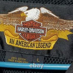 Harley-davidson Black Canvas Motorcycle Riding Eagle Lined Jacket Men's Large
