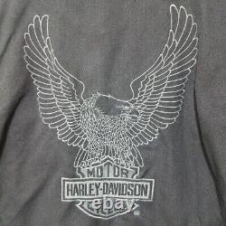 Harley-davidson Black Canvas Motorcycle Riding Eagle Lined Jacket Men's Large