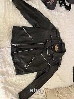 Harley davidson leather jacket size Large Perfecto Style MADE IN USA