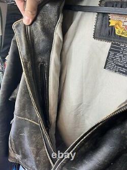 Harley davidson leather jacket vest Mens XXL Panhead distressed brown bar zip