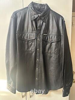 Harley davidson mens jacket shirt Large leather biker vintage snap bar. Nice