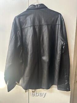 Harley davidson mens jacket shirt Large leather biker vintage snap bar. Nice