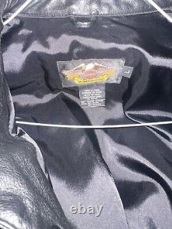 Harley davidson mens jacket shirt Large leather biker vintage snap bar. Nice