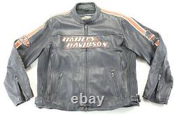 Harley davidson mens leather jacket XL black orange Torque vents #1 bar zip snap