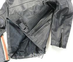 Harley davidson mens leather jacket XL black orange Torque vents #1 bar zip snap