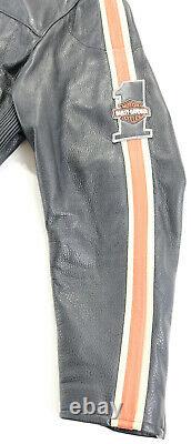 Harley davidson mens leather jacket XL black orange Torque vents #1 bar zip snap