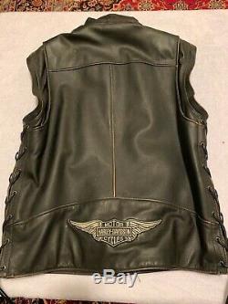 Harley distress leather Jacket-Vest detachable sleeves men xl used two time