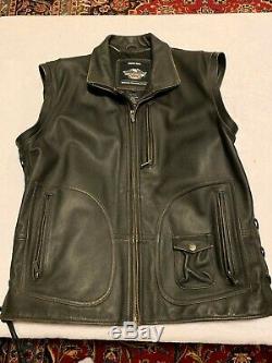 Harley distress leather Jacket-Vest detachable sleeves men xl used two time