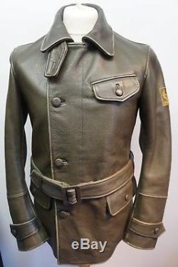 Heavy Belstaff Leather Aviator Flying Or Motorcycle Belted Jacket Size S