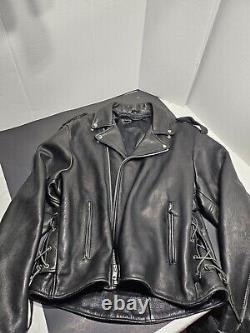 Heavy Leather Biker Jacket Size 48