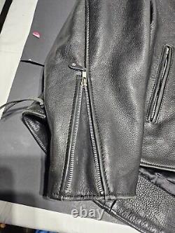 Heavy Leather Biker Jacket Size 48