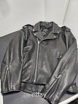 Heavy Leather Biker Jacket Size 48