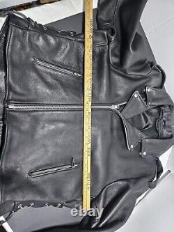 Heavy Leather Biker Jacket Size 48