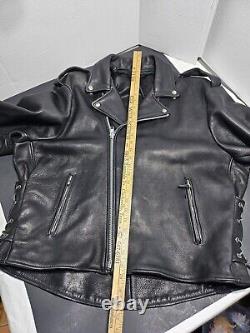 Heavy Leather Biker Jacket Size 48