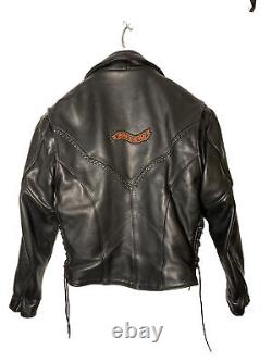 Heavy Leather Motorcycle Jacket-Braided-Removable Liner-Sz 40-Handcrafted In USA