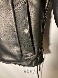 Heavy Leather Motorcycle Jacket-Braided-Removable Liner-Sz 40-Handcrafted In USA