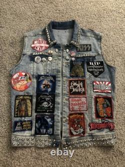 Heavy Metal Battle Vest 1980s Retro Style With Vintage Patches READ DESCRIPTION