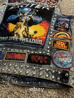 Heavy Metal Battle Vest 1980s Retro Style With Vintage Patches READ DESCRIPTION