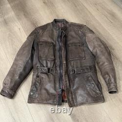 Hein Gericke Dakar Brown Leather Jacket SZ 40 Rare Vintage Heavy Grunge Biker