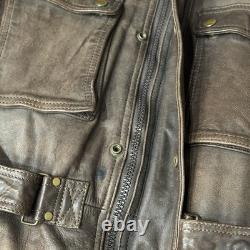 Hein Gericke Dakar Brown Leather Jacket SZ 40 Rare Vintage Heavy Grunge Biker