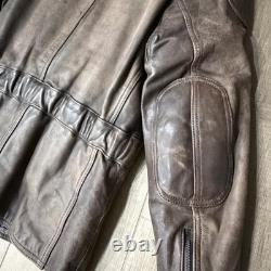Hein Gericke Dakar Brown Leather Jacket SZ 40 Rare Vintage Heavy Grunge Biker
