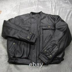 Hein Gericke First Gear Leather Jacket Men 52 Blk Motorcycle Removable Liner VTG