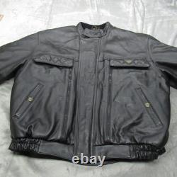 Hein Gericke First Gear Leather Jacket Men 52 Blk Motorcycle Removable Liner VTG