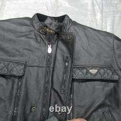 Hein Gericke First Gear Leather Jacket Men 52 Blk Motorcycle Removable Liner VTG