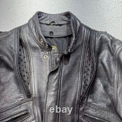 Hein Gericke Jacket Men 42 Leather Cafe Racer Vented Motorcycle Coat Vented Moto