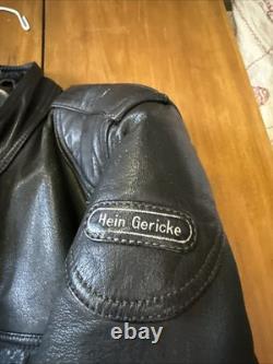 Hein Gericke Leather Black Motorcycle Jacket Removeable Lining Men's Size 42
