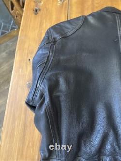 Hein Gericke Leather Black Motorcycle Jacket Removeable Lining Men's Size 42