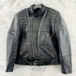 Hein Gericke Leather Moto Jacket Mens 44 Black Motorcycle Biker Full Zip Padded