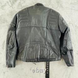 Hein Gericke Leather Moto Jacket Mens 44 Black Motorcycle Biker Full Zip Padded