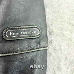Hein Gericke Leather Moto Jacket Mens 44 Black Motorcycle Biker Full Zip Padded