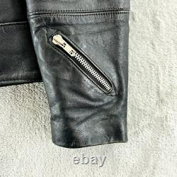 Hein Gericke Leather Moto Jacket Mens 44 Black Motorcycle Biker Full Zip Padded