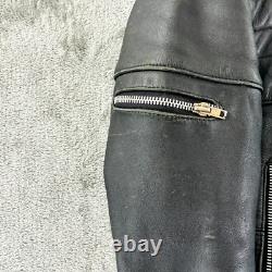 Hein Gericke Leather Moto Jacket Mens 44 Black Motorcycle Biker Full Zip Padded