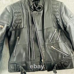 Hein Gericke Leather Moto Jacket Mens 44 Black Motorcycle Biker Full Zip Padded