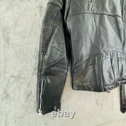 Hein Gericke Leather Moto Jacket Mens 44 Black Motorcycle Biker Full Zip Padded